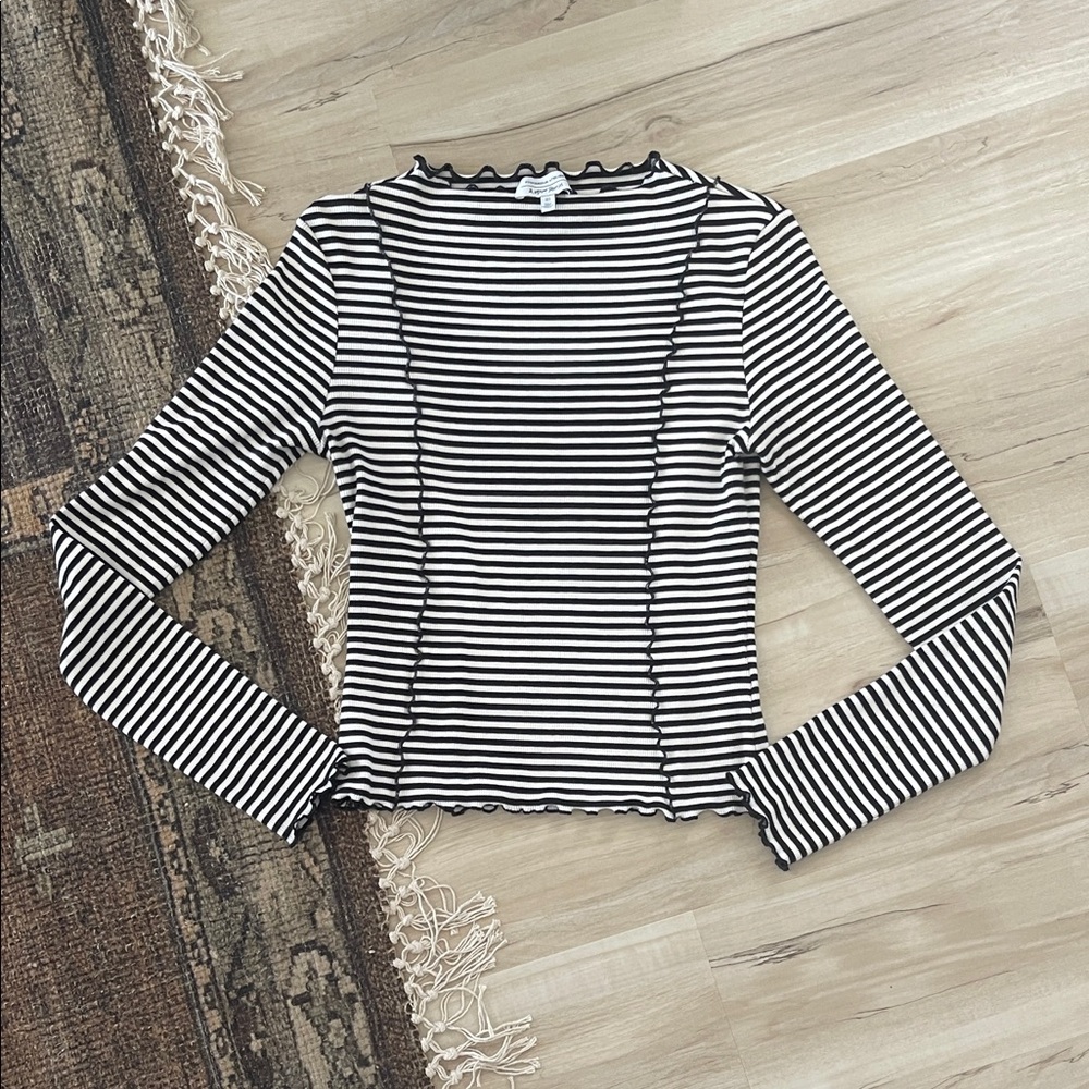 & Other Stories Lettuce Edge Striped Tee